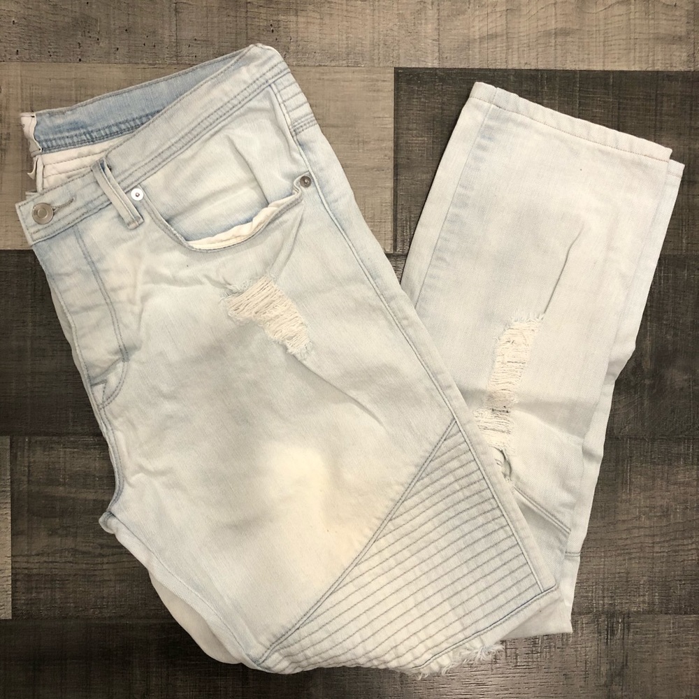 Stamd x Gap x GQ Distressed Biker Jeans 36x29.5